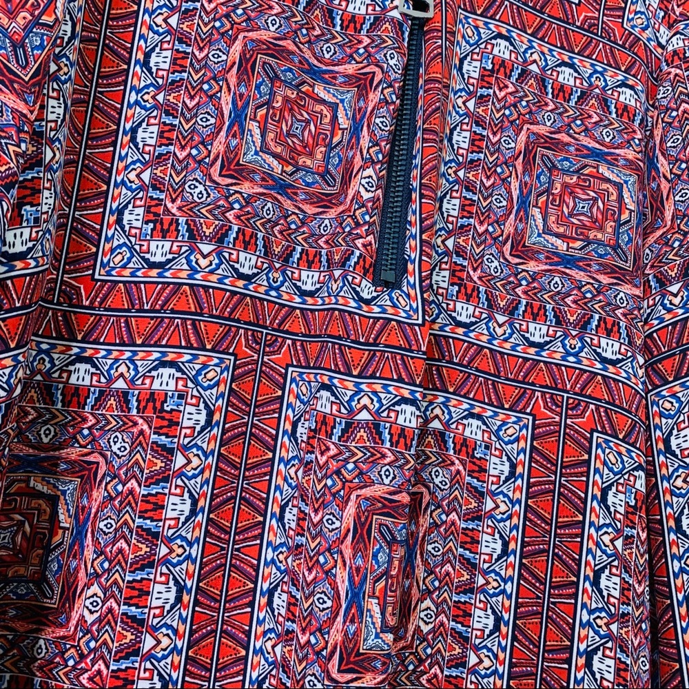 GNW Blouse Long Sleeve Geometric Sheer Red XL - Picture 3 of 6